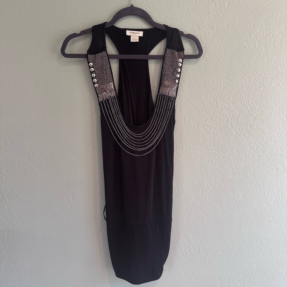 Vintage Y2k sleeveless racer back top with grunge chain detailing